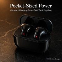 Audífonos Inalámbricos TWS Compactos de Bolsillo, 30 Horas de Reproducción, Carga Rápida USB-C, Semi-intraaurales