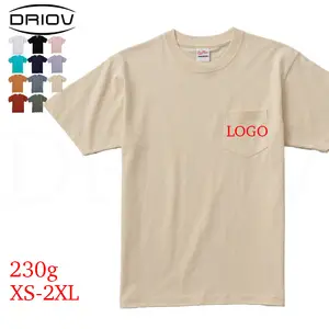 Футболки Driov с передним карманом, оптовая продажа, большие футболки из 100% хлопка, высококачественные футболки с карманами для мужчин