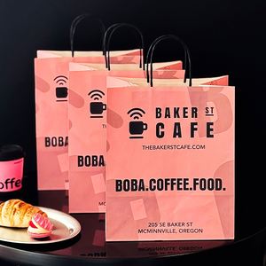 ปรับแต่งถุงกระดาษคราฟท์คุณภาพสูงเป็นมิตรกับสิ่งแวดล้อมสำหรับร้านกาแฟแบบซื้อกลับบ้าน พร้อมโลโก้ของคุณเองสำหรับเครื่องดื่มและกาแฟ - Product Image 4