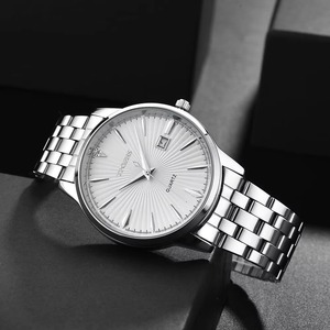 Nouvelle montre à quartz minimaliste pour hommes d'affaires, bracelet en acier inoxydable, affichage du calendrier, décontractée, élégante, mode, étanche - Product Image 2