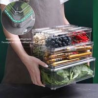 Juego de 7 Organizadores Apilables para Refrigerador con Tapas, Contenedores de Plástico Transparente para Alimentos, Frutas y Verduras