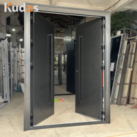 La double porte principale de sécurité conçoit des portes en acier d'entrée de maisons avec la serrure de porte intelligente