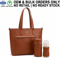 Sac fourre-tout en cuir vegan grande capacité pour maman, personnalisé par le fabricant (OEM), avec compartiment isotherme pour couches et accessoires de bébé
