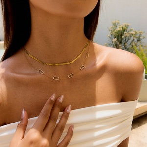 Collar de Diamantes Chapado en Oro de 14k y 18k para Mujer y Hombre, Moderno, Impermeable, Antideslustre, de Acero Inoxidable Original - Product Image 1