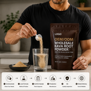 Poudre de racine de Kava pure aux Kavalactones, certifiée ISO, OEM/ODM, à faible MOQ, pour une relaxation nocturne saine et une action tonique <span class=keywords><strong>sociale</strong></span> antioxydante à base de plantes. - Product Image 2