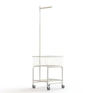 Laundry Trolley With Wire Basket Home Laundry Dolly Chrome Hotel Laundry Carrier