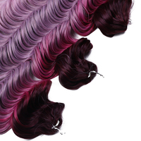 Extensions de cheveux synthétiques à tresser au crochet, 16 pouces, ondulations profondes, pour blondes, brunes, roses, colorées, 3 mèches, 300g