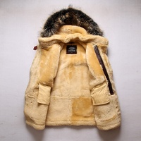 Veste en cuir véritable pour homme, modèle B7, en peau de mouton, épaisse et personnalisée, avec capuche amovible, longueur moyenne, style aviateur.