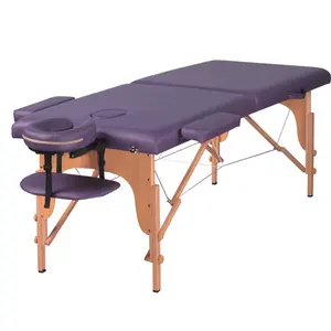Adjustable Height Stable Waterproof Portable Para Masajes Pu Leather Wooden Legs Massage Table Bed