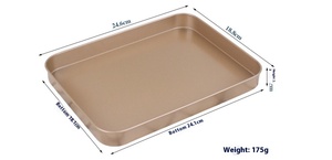 10 इंच सोने का आयताकार धातु कार्बन स्टील डिस्पोजेबल गैर-स्टिक बेकिंग ट्रे केक मोल्ड चावल रोल के लिए - Product Image 3