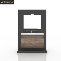 Présentoir YKS en métal en forme de L personnalisable pour salle de bain, support de sol pour articles sanitaires, pour miroir noir mat