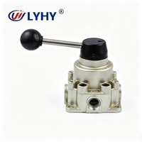 Vanne de commande rotative manuelle pneumatique LYHY 4 voies 3 positions multi-tailles (1/4, 1/8, 1/2, 3/8) pour cylindre à air comprimé 0~0,97 MPa
