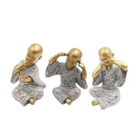 3 keşiş Polyresin figürler buda heykeli seti, görmek hiçbir kötülük duymak hiçbir kötü No Evil konuş Zen heykel ev dekorasyonu