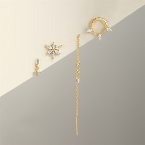 ต่างหูเงินแท้ 925 รูปทรงกลมประดับพู่ห้อยเกล็ดหิมะสุดฮิต - Product Image 2