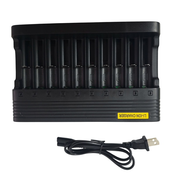 18650 Lithium Battery Ten-slot Independent 6A DC3.7V Fast Charger 14500 16340 18500 Smart Charger EU US Standard