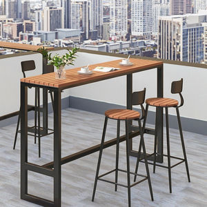 Tavolo da Bar Alto e Stretto da Esterno Commerciale 1214 dal Design Moderno e Resistente in Legno Anticorrosione per Spiaggia, Balcone e Spazi Aperti - Product Image 2