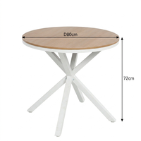 Table de bistrot moderne d'extérieur, structure en aluminium et fer, plateau en lattes non en bois, résistante aux intempéries, mobilier de jardin, table ronde pour café