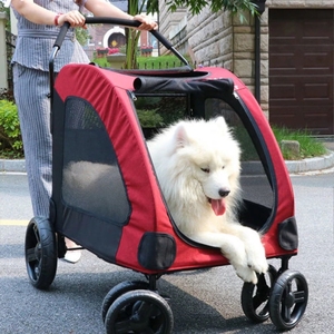 Carrinho luxuoso dobrável, carrinho para cachorro de tamanho médio e grande, 4 rodas - Product Image 5