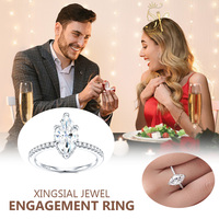 Elmas testi nişan yüzüğü 2 karat markiz geçmek kesim elmas yüzük 925 gümüş 18K beyaz altın kaplama VVS Moissanite Band yüzük