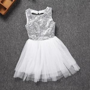 Último diseño niños blusa y falda de arco de verano sin mangas vestido de lentejuelas vestido de los niños para las muchachas del Bebé Ropa - Product Image 4
