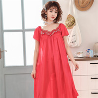 Robe de nuit d'été sexy pour femmes, vente en gros, manches courtes, grande taille, ample et confortable