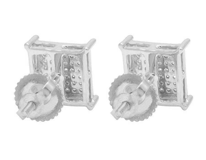 Custom <b>Silver</b> Square Shape Hip Hop Cluster Earrings with Lab Grown Diamonds 10K White Gold Plated Party Jewelry - Product Image 4
