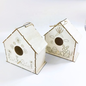 לא צבועים מלאכה לא צבועים מעור ציפור עץ בית לציפור לילדים קישוט חינוכי - Product Image 5