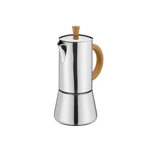 Cafetière à expresso Cilio Figaro 6 tasses en acier inoxydable avec poignée en bois, type Moka - Product Image 1