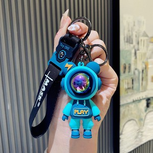 Play Lightning Bear Astronaut Keychain Pendant Cartoon Epoxy Plastic Mobile Phone Charm Car Keychain Ornament - Product Image 2