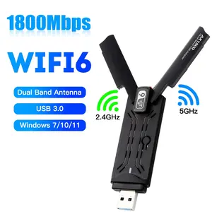 Nhà Máy Giá 1800Mbps rtl8832bu Wifi 6 USB Adapter Dual Band ax1800 USB3.0 Wifi Dongle với ăng-ten bên ngoài