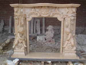 <span class=keywords><strong>Chimenea</strong></span> de mármol antigua moderna de Refine Stone Beige Color crema Decoración eléctrica independiente del hogar - Product Image 3