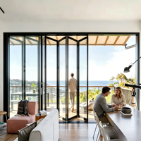 Moderne Faltbare Schiebe-Stapelbare Glas-Aluminium-Terrassentür mit Thermischer Trennung, Winddicht, Individuelles Design für Hotel, Villa, Außenbereich