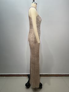 Migugarment 2025エレガントなパーティー用プロムドレスブティックスタイルビーズスパンコール刺繍カットアウトデザインボディコンマキシドレス - Product Image 4