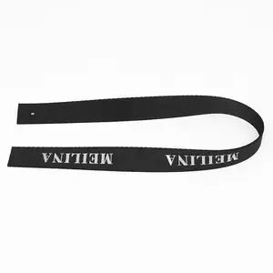 Custom black 25mm 38mm polyester elastic band jacquard webbing strap with some laser cutting holes