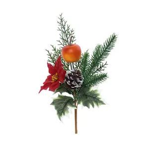 人造圣诞花 + 松针 + 苹果 + 松果树枝用于室内装饰婚礼装饰