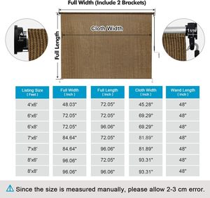 Persiana Enrollable Exterior Inalámbrica de 6'(L) X 8'(A) <span class=keywords><strong>para</strong></span> Patio, Pérgola, Porche Delantero, Gazebo - Product Image 2