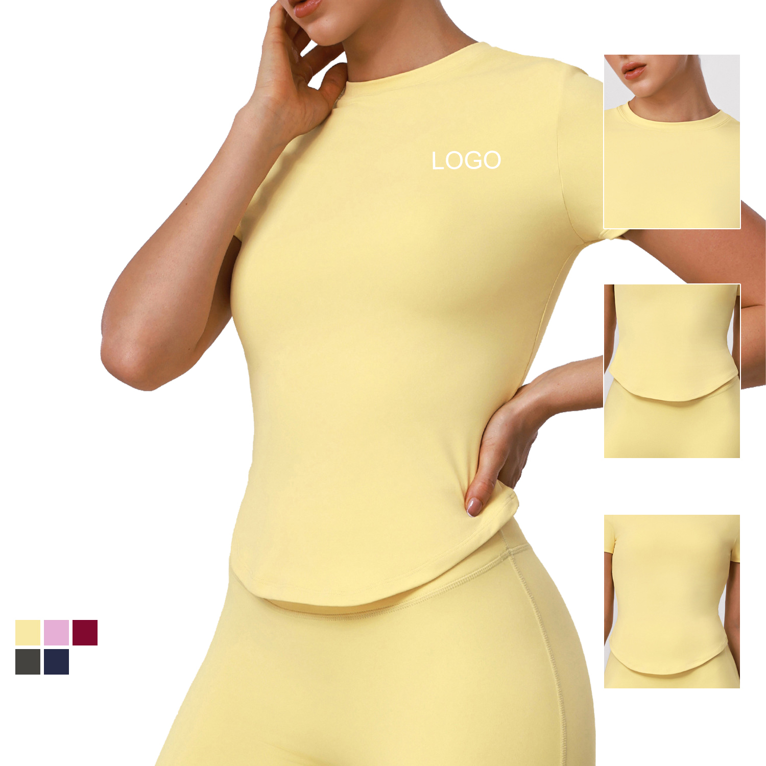 Women's Breathable Quick-drying High-elastic Short-sleeved Sports T-shirt Yoga Top for Outdoor Running