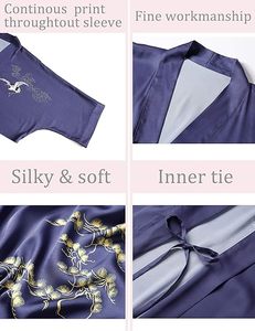 Venta al por mayor largo suave ligero <span class=keywords><strong>sedoso</strong></span> Kimonos Batas para las mujeres de lujo japonés Floral mujer Kimono Robe - Product Image 3