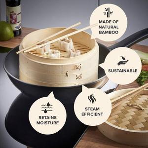 Mini cuiseur vapeur en bambou Momo pour aliments, panier vapeur en bambou de 7 à 10 pouces - Product Image 3