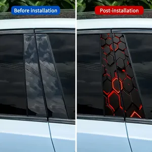 2 Calcomanías de PVC con Patrón a Cuadros para Coche, Impermeables, Resistentes a los Arañazos y Duraderas para Puertas de Coche y Pilares B, Adecuadas para Todos los Modelos - Product Image 3