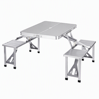 Ensemble table et banc pliants en alliage d'aluminium moderne et portable avec design imperméable pour pique-nique et camping en plein air 4 places