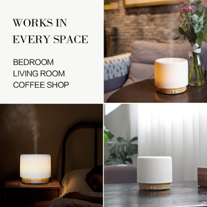 Diffuseur d'arômes ultrasonique en céramique et bois de hêtre, machine à humidifier, lumière nocturne, huiles essentielles, pour la maison et le bureau - Product Image 2