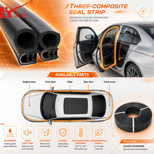 Guarnizione Tripla Composita per Porte <span class=keywords><strong>Auto</strong></span>, Striscia in Gomma Impermeabile e Fonoassorbente, Guarnizione per Bordi OEM - Product Image 3