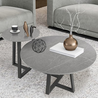 Ensemble de Table basse ronde pour salon, avec plateau en pierre frittée et fer à repasser, vente en gros