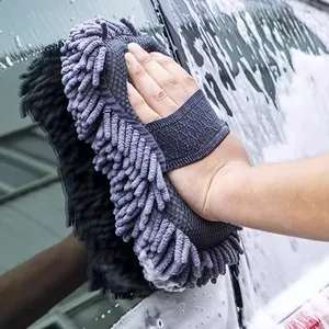 Fabrikgroßhandel Schnelltrocknendes Mikrofaserhandtuch Autowaschanlage Hand-Autowaschtuch Mikrofaser Chenille-Handschuhe dicke Auto-Reinigungs-Handschuhe