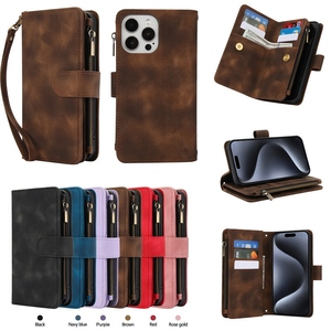 Portefeuille en cuir multifonction pour iPhone 6/7/8 Plus/XR/Xsmax pour iPhone 11/12 Mini, étui à bandoulière pour téléphone, porte-cartes - Product Image 1