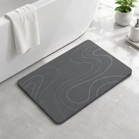Tapis de bain en pierre de diatomite, vente en gros d'usine, motif vague sculpté, antidérapant, imperméable, séchage rapide, absorbant, tapis de salle de bain personnalisé OEM