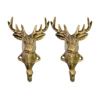 Patère murale créative en fonte de style européen vintage, motif tête de cerf et bois de cerf, fabrication Xi'an, pour décoration murale et accrochage de manteaux