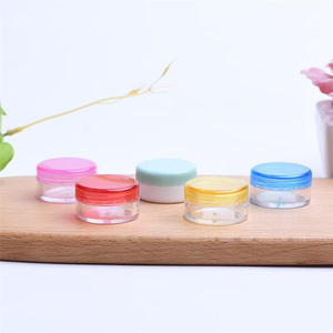Pot rond en plastique PS pour échantillon de crème de maquillage, fard à paupières, avec bouchon à vis coloré, 3g - Product Image 6