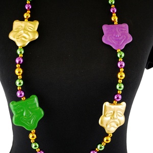 Mardi Gras Joker Face collana di perline su misura oro viola verde collana divertente Festival sfilate per feste bomboniere accessori - Product Image 4